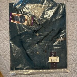 Eddie Bauer Men’s Short Sleeve Button Up Shirt Teal Performance Fishing Hiking